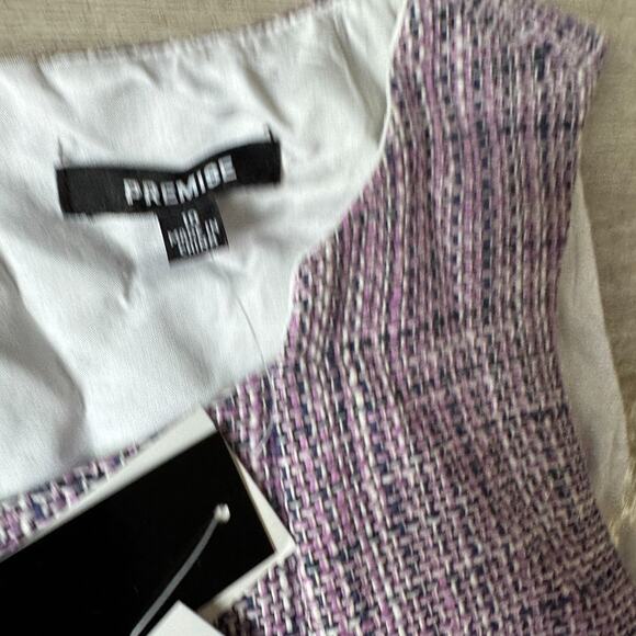 Premise Gabrielle Dress Size 10 NWT Purple Tweed Belted Sheath Career Workwear - Picture 4 of 7